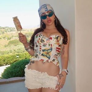 RARE vintage Dior Spring 2002 corset bustier top seen on Kali Uchis